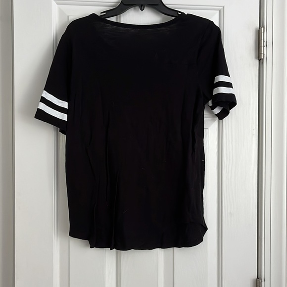 Old Navy Black Short Sleeve with White Stripes M - Picture 2 of 4
